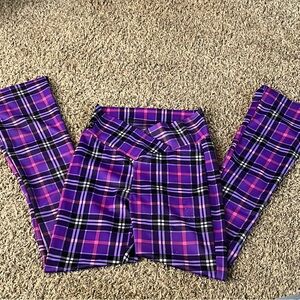 Kandi Kouture Purple Plaid Leggings